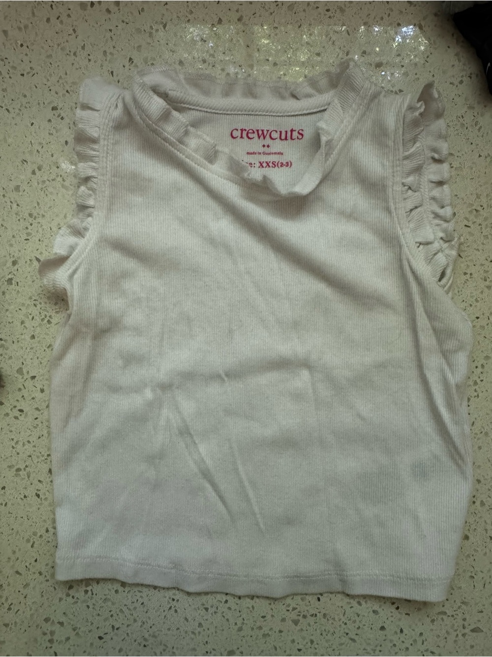 Crewcuts White Ruffle Sleeve Ribbed Tank Top